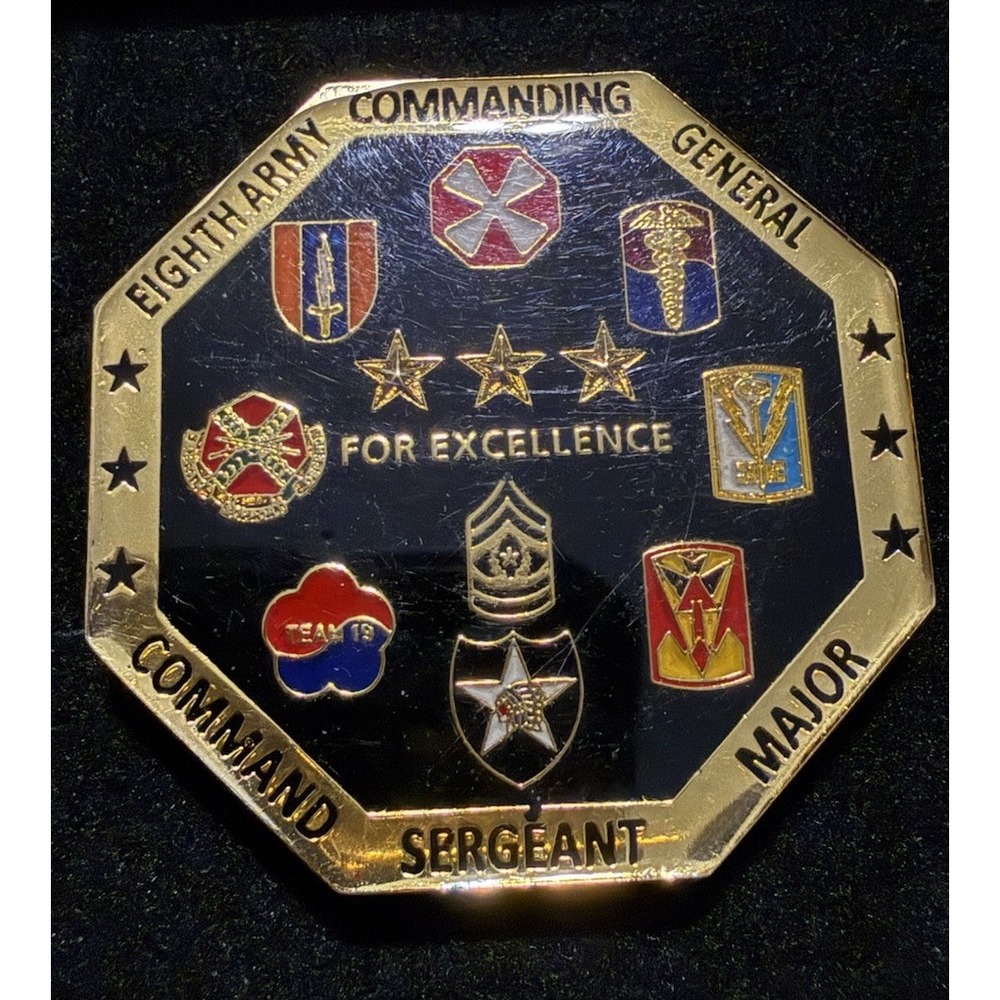 US Army Eighth Army Commanding General Sergeant Major Challenge Coin Excellence